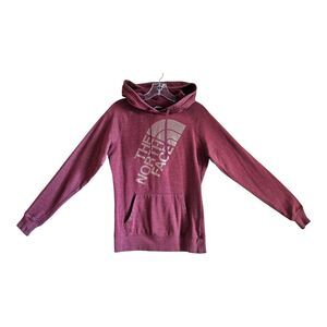 THE NORTH FACE Women's S Hoodie Sweatshirt Maroon Logo Kangaroo Pocket 36"